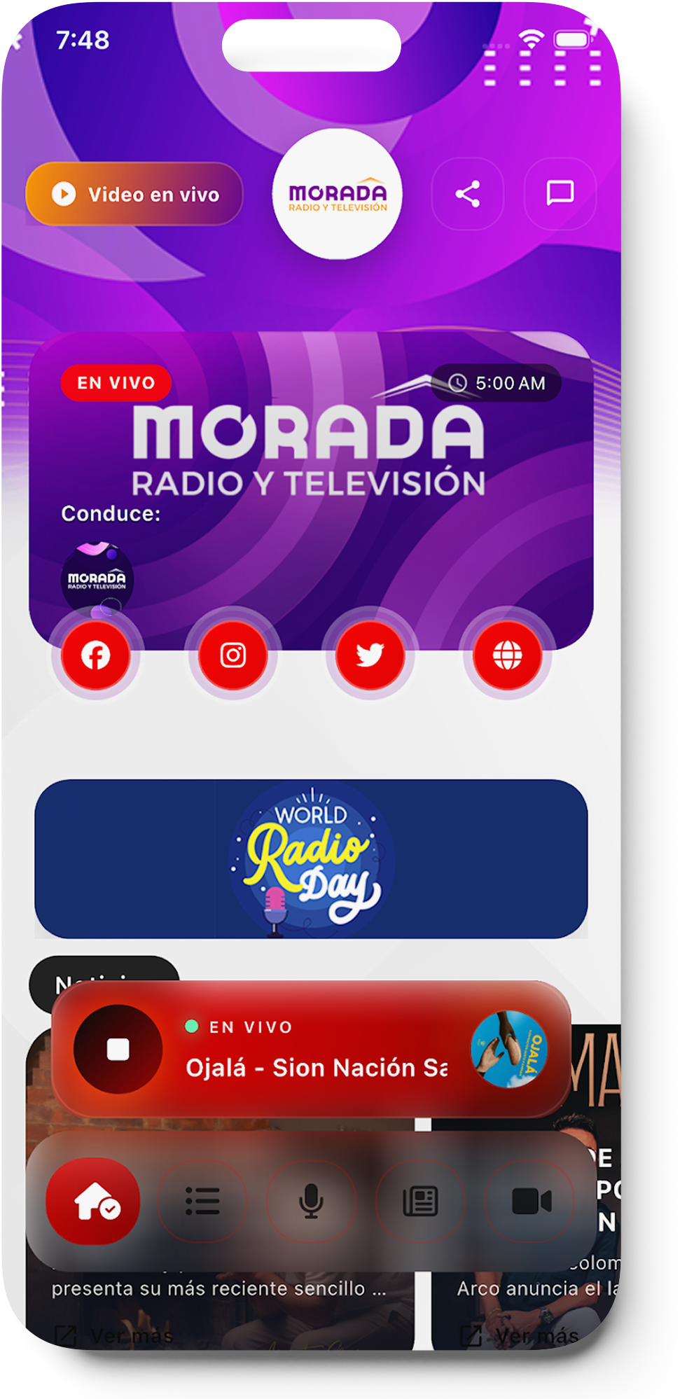 Pantalla profesional app